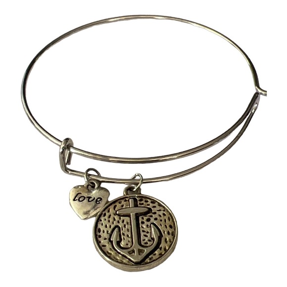 Jewelry - Silver Anchor Charm Bangle Bracelet NWT